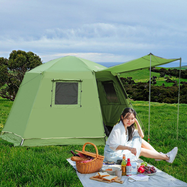 Lều cắm trại tự bung cao cấp size cực đại cho 6-8 người, kích thước 3.68 x 3.68 x 1.9m K135