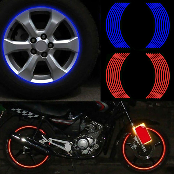 Bộ 16 miếng dán phản quang trang trí vành bánh xe siêu đẹp, chống thấm cao cấp